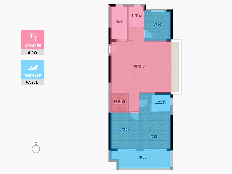 江苏省-镇江市-碧桂园凤凰城-81.46-户型库-动静分区