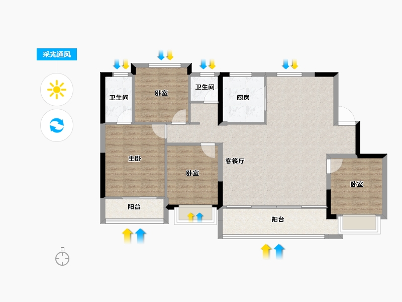 浙江省-宁波市-宁波建发璞云-109.68-户型库-采光通风