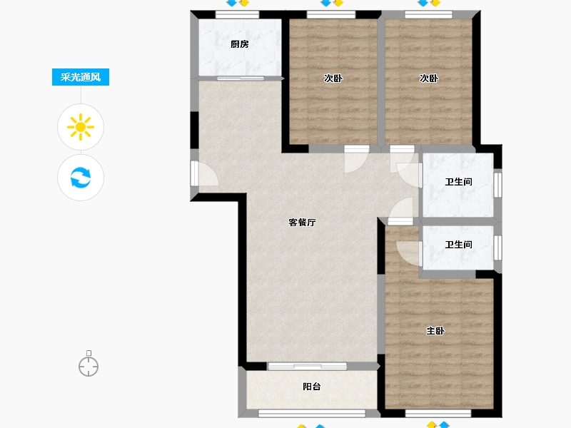 河南省-驻马店市-融安滨江府-103.24-户型库-采光通风