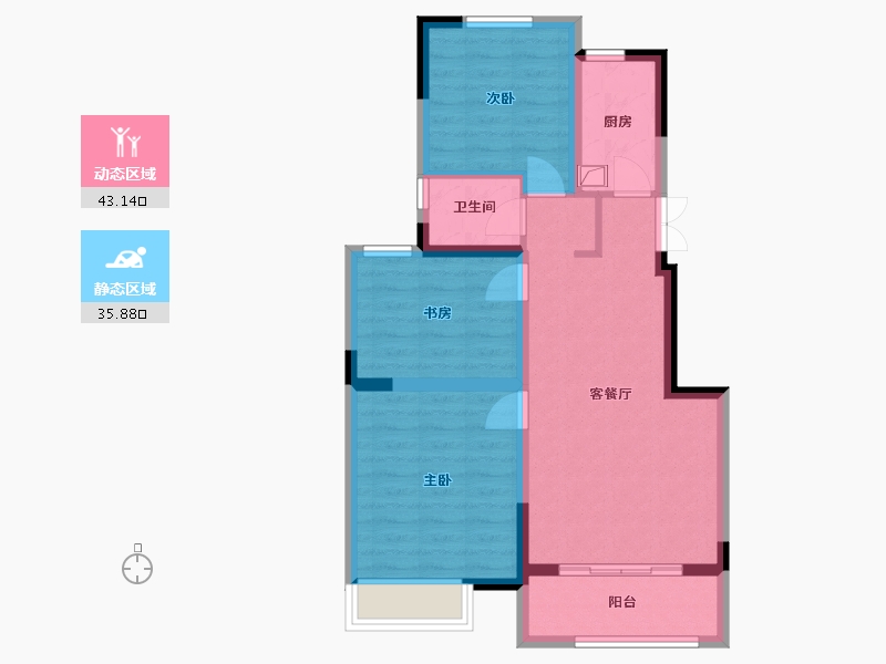 江苏省-扬州市-壹品公馆-72.00-户型库-动静分区