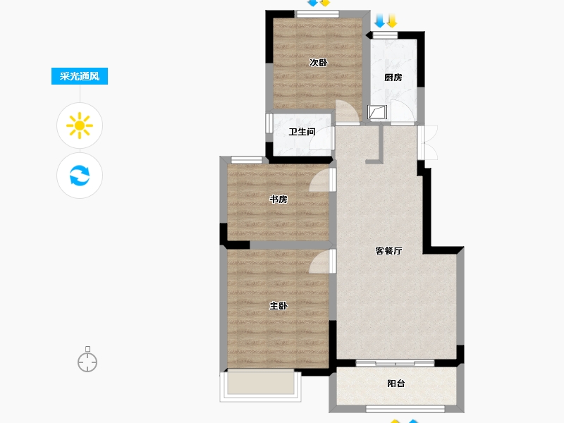 江苏省-扬州市-壹品公馆-72.00-户型库-采光通风