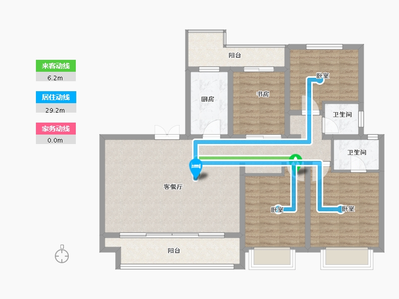 陕西省-西安市-富惠∙鹿鸣湾-103.92-户型库-动静线