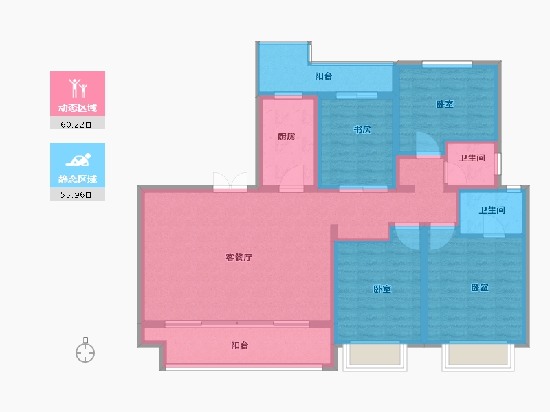 陕西省-西安市-富惠∙鹿鸣湾-103.92-户型库-动静分区