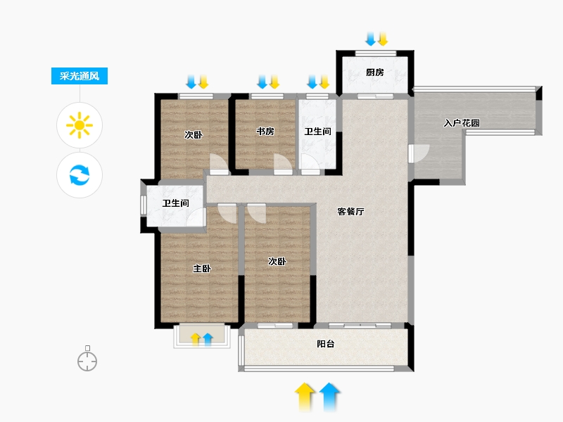 山东省-临沂市-滨河名邸-117.60-户型库-采光通风