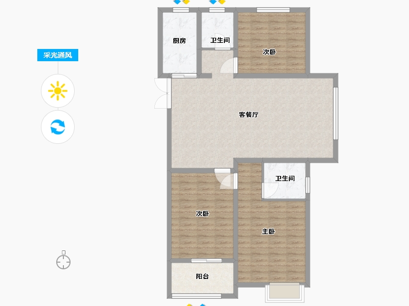 山东省-菏泽市-舜都新城-112.00-户型库-采光通风