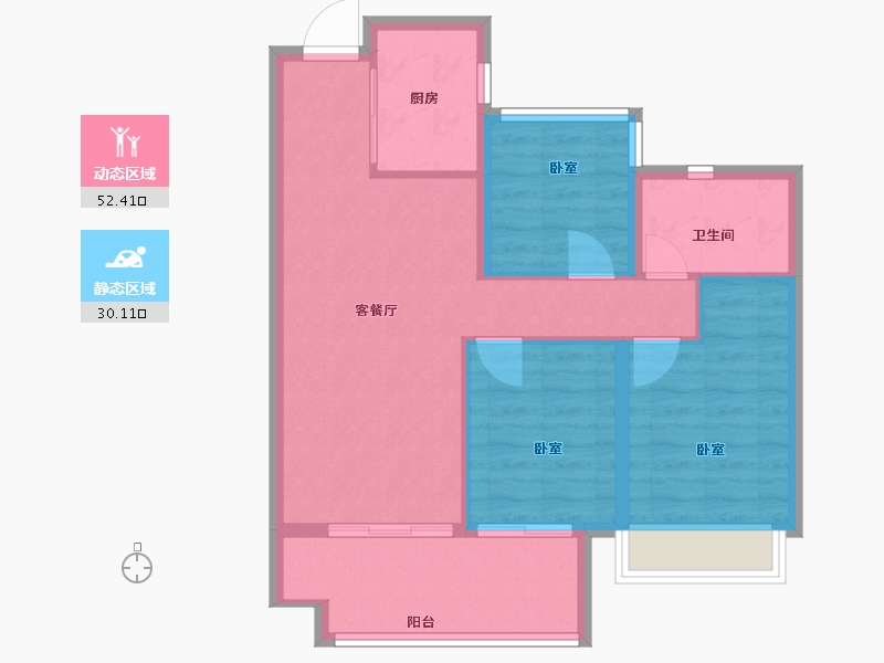 安徽省-合肥市-通和伟星翡翠印-74.25-户型库-动静分区