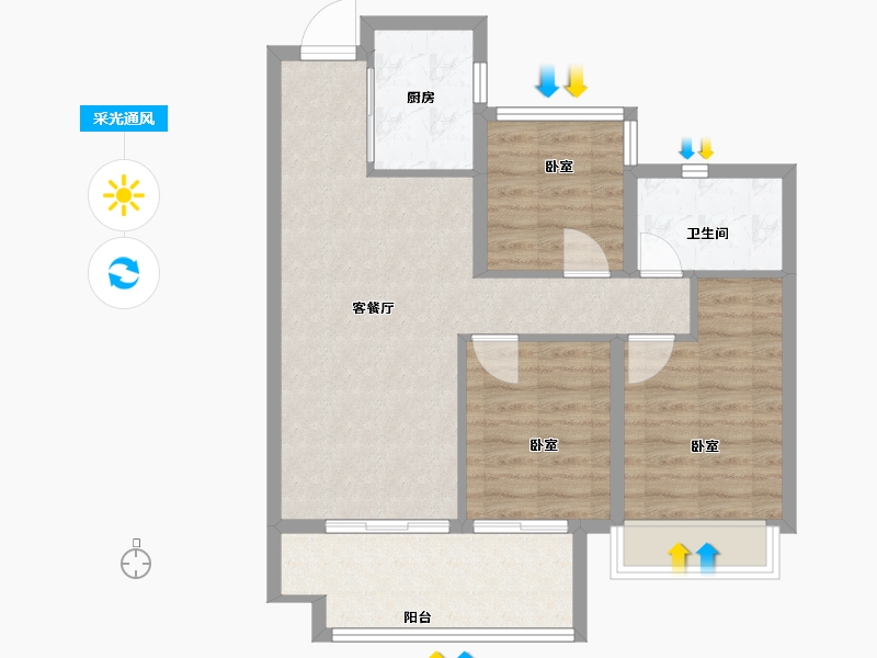 安徽省-合肥市-通和伟星翡翠印-74.25-户型库-采光通风