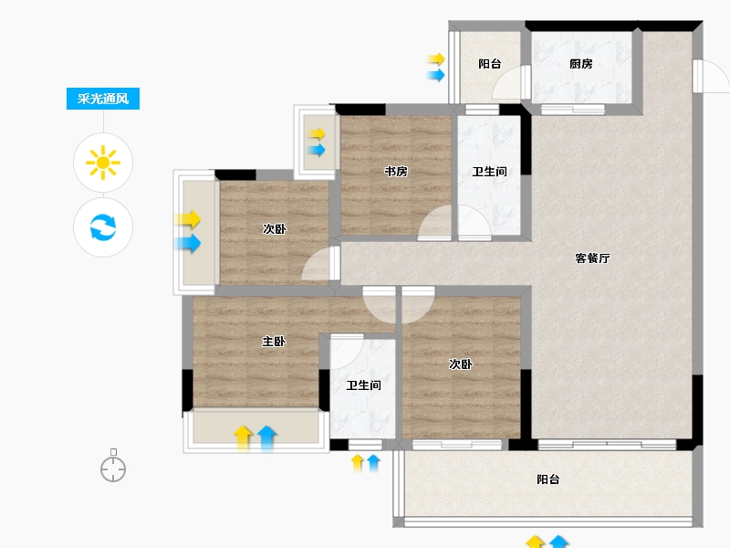 云南省-曲靖市-愿景水岸学府-96.21-户型库-采光通风