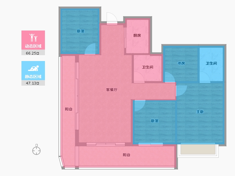 浙江省-嘉兴市-金茂上海之窗-102.40-户型库-动静分区