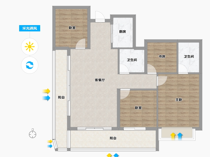 浙江省-嘉兴市-金茂上海之窗-102.40-户型库-采光通风