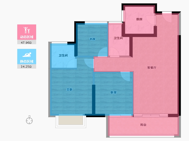 浙江省-宁波市-青澜邸-73.60-户型库-动静分区