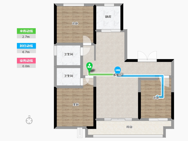 陕西省-西安市-富惠∙鹿鸣湾-97.75-户型库-动静线