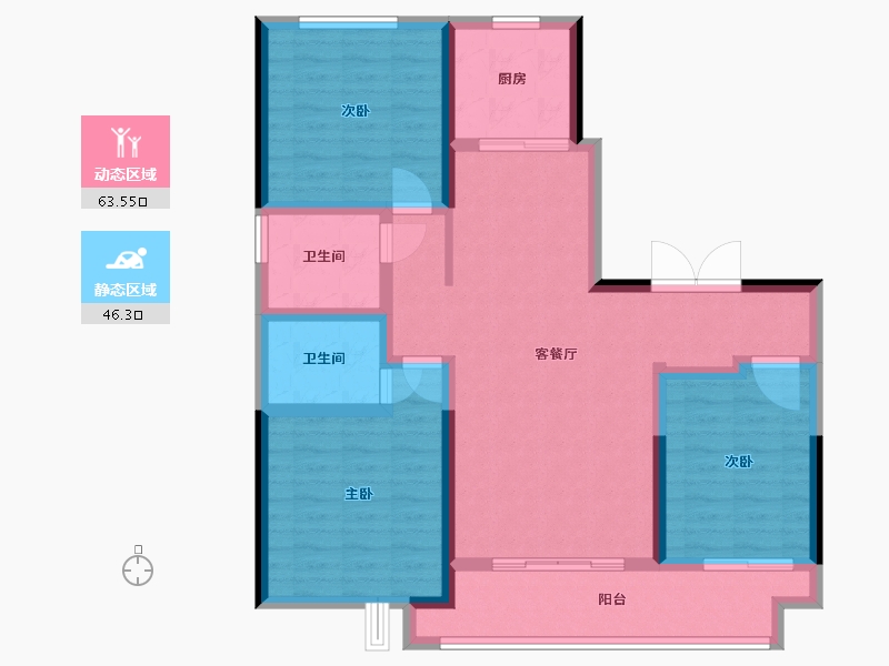 陕西省-西安市-富惠∙鹿鸣湾-97.75-户型库-动静分区