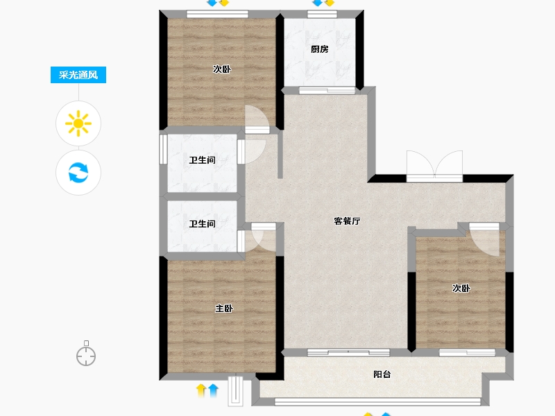 陕西省-西安市-富惠∙鹿鸣湾-97.75-户型库-采光通风