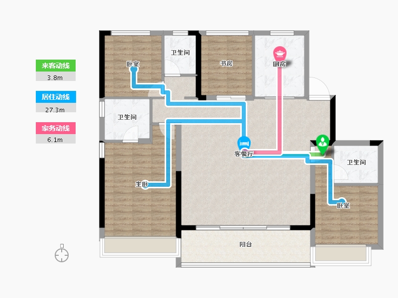 浙江省-杭州市-汀岸辰风里-128.19-户型库-动静线