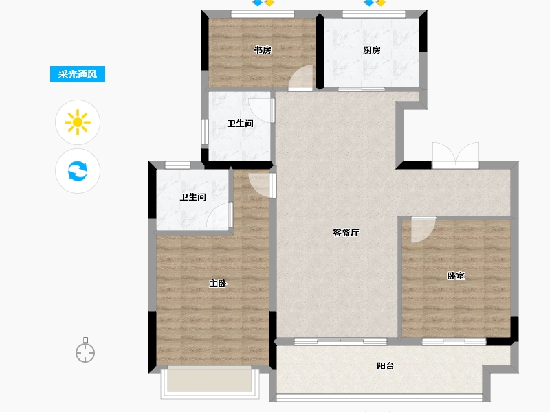 江苏省-常州市-碧桂园花溪源著-104.41-户型库-采光通风