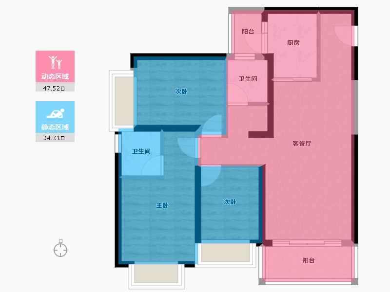 云南省-昆明市-佳兆业城市广场-72.09-户型库-动静分区