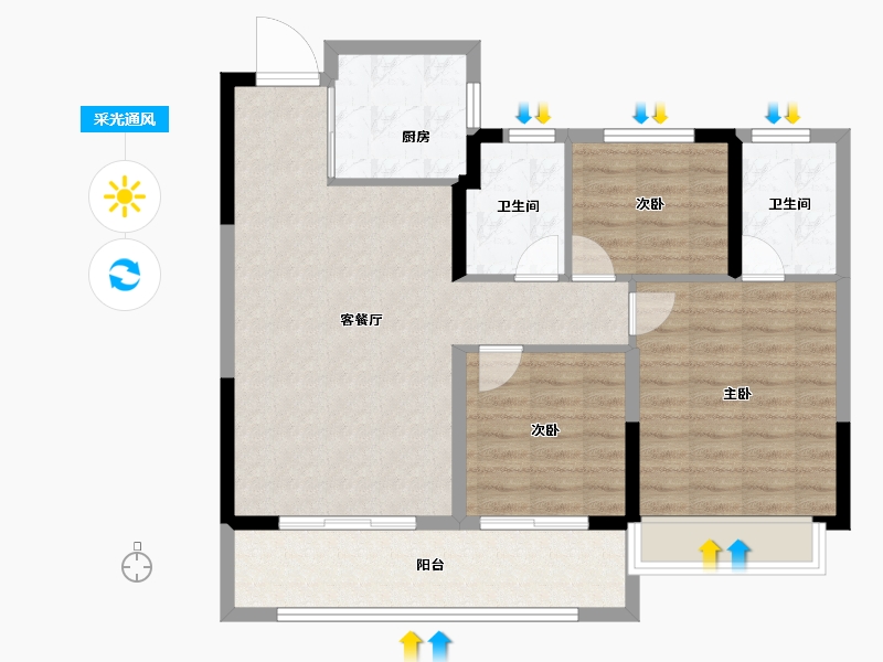 江苏省-淮安市-清河印-88.48-户型库-采光通风