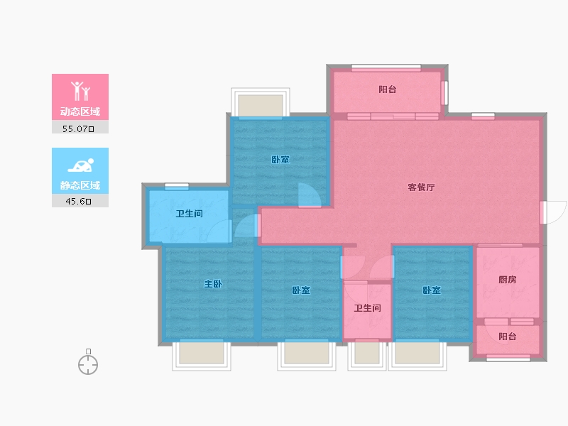 四川省-成都市-嘉裕第六洲林语台-98.40-户型库-动静分区