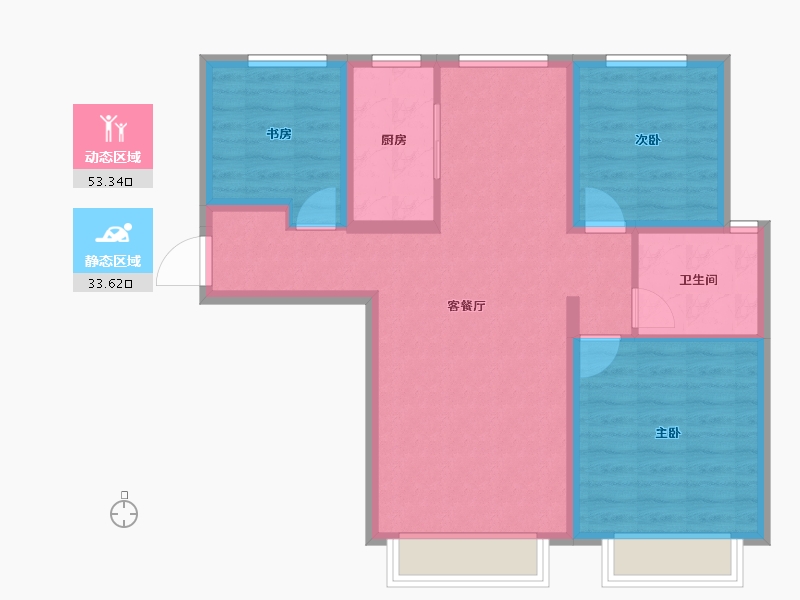 甘肃省-兰州市-保利领秀山-77.62-户型库-动静分区