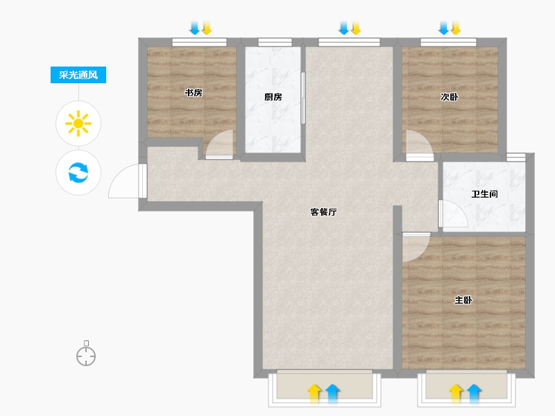 甘肃省-兰州市-保利领秀山-77.62-户型库-采光通风