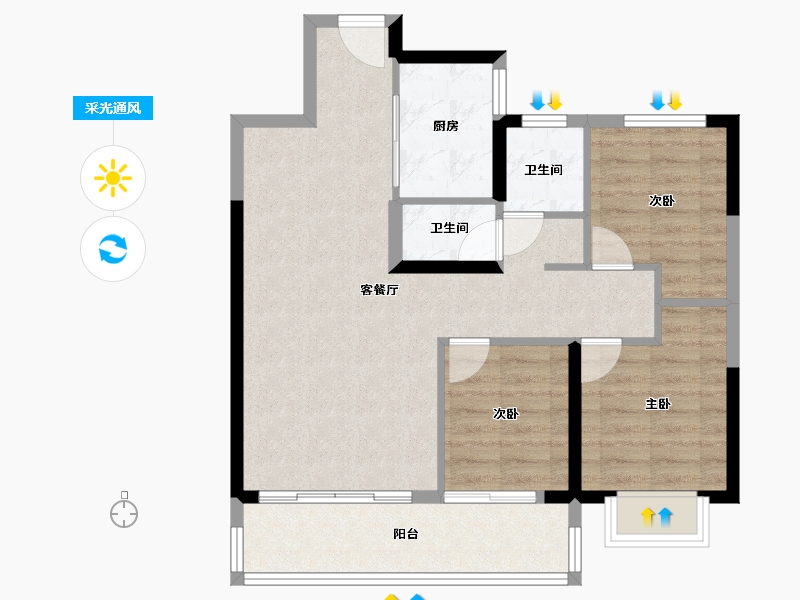 山东省-菏泽市-金府大院-77.28-户型库-采光通风