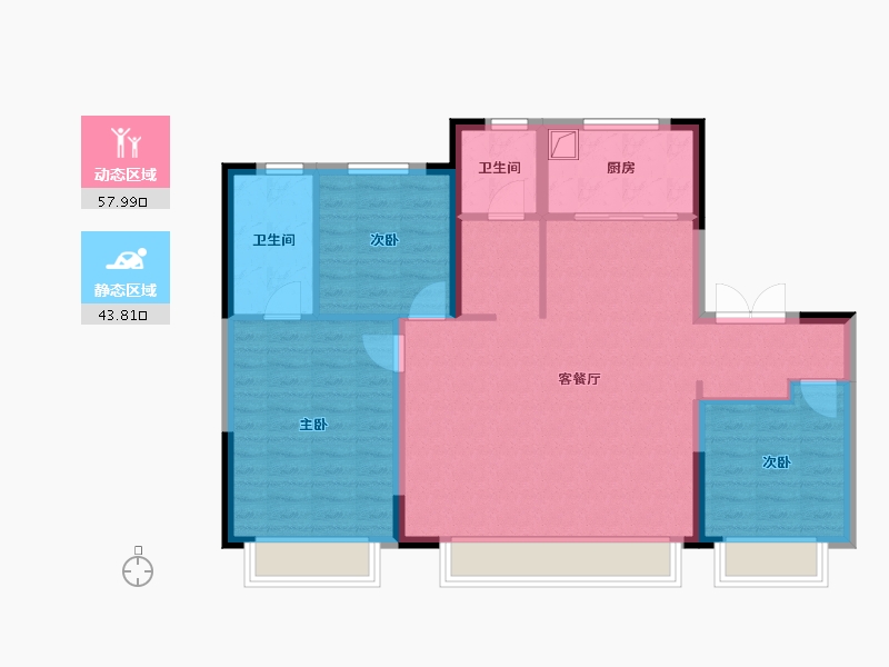 河北省-保定市-吾悦花园-101.67-户型库-动静分区