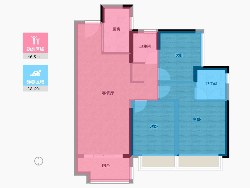 广东省-东莞市-保利阅江台-75.99-户型库-动静分区