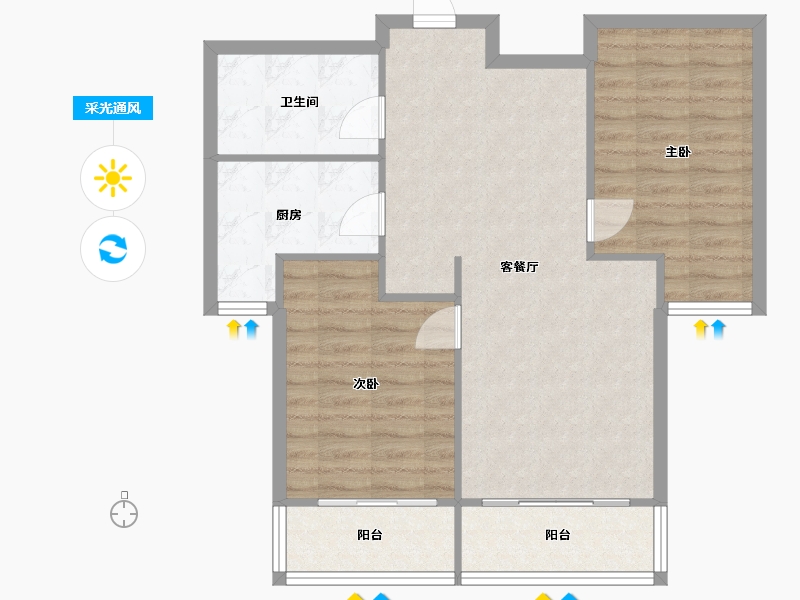 山东省-威海市-阳光小区-84.00-户型库-采光通风