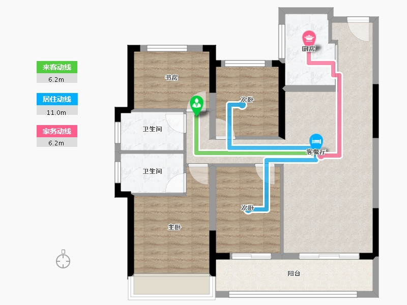 浙江省-杭州市-澳海百合云泽赋-90.77-户型库-动静线