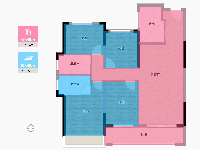 浙江省-杭州市-澳海百合云泽赋-90.77-户型库-动静分区