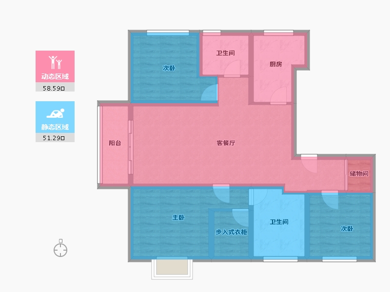 上海-上海市-海玥瀜庭-97.33-户型库-动静分区