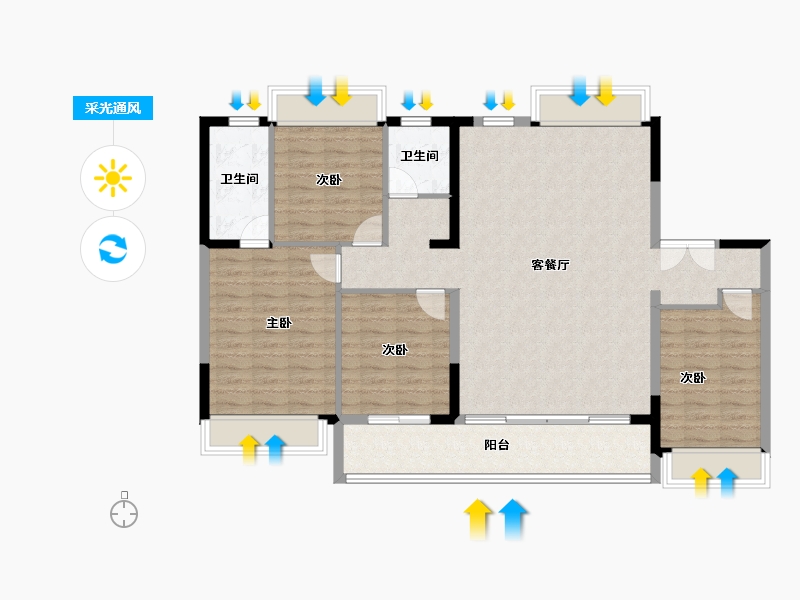 江苏省-扬州市-天璟融园-117.03-户型库-采光通风