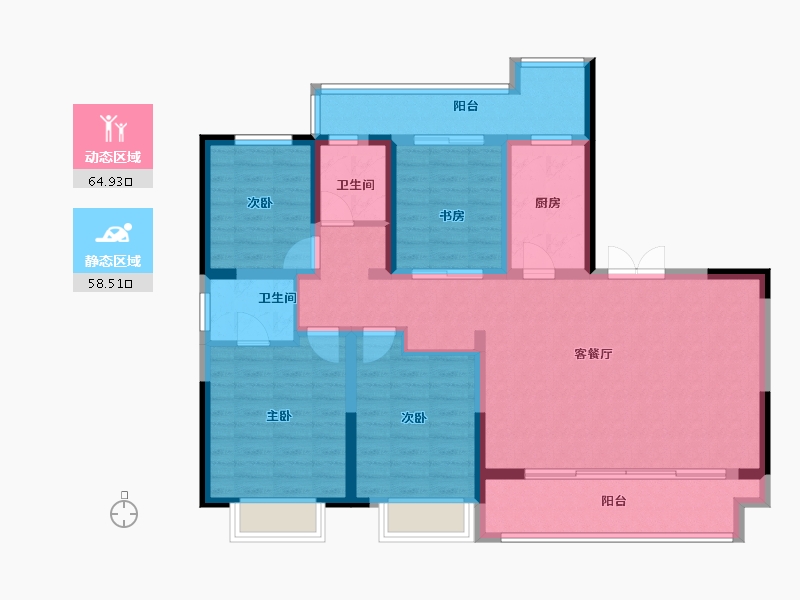 陕西省-西安市-富惠∙鹿鸣湾-109.96-户型库-动静分区