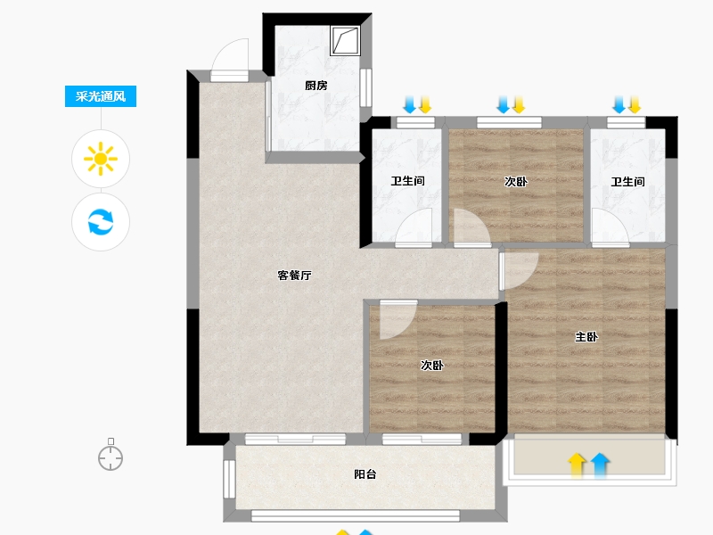 浙江省-丽水市-志城铂金时代家园-71.12-户型库-采光通风