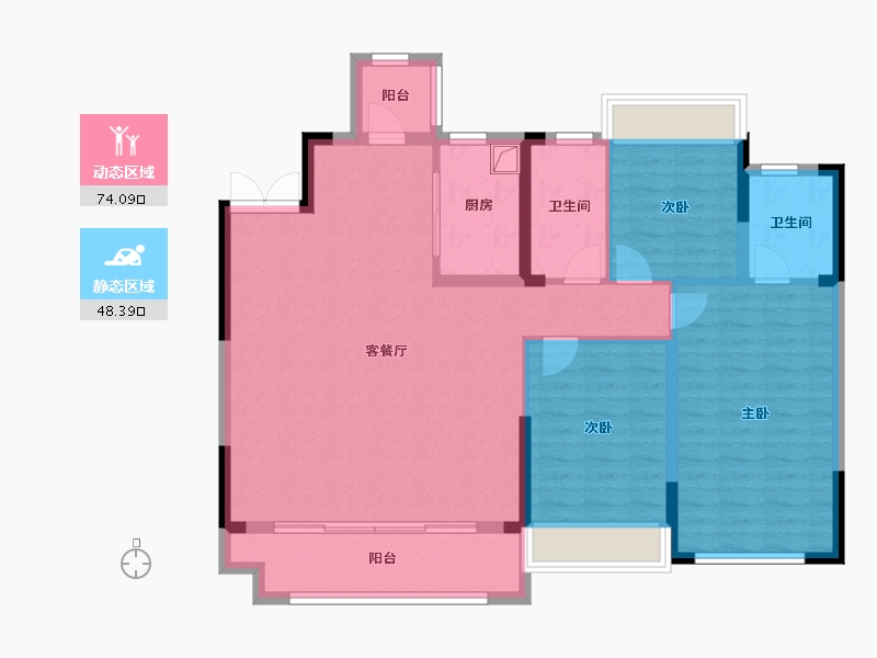 浙江省-台州市-高速云栖望府-114.40-户型库-动静分区