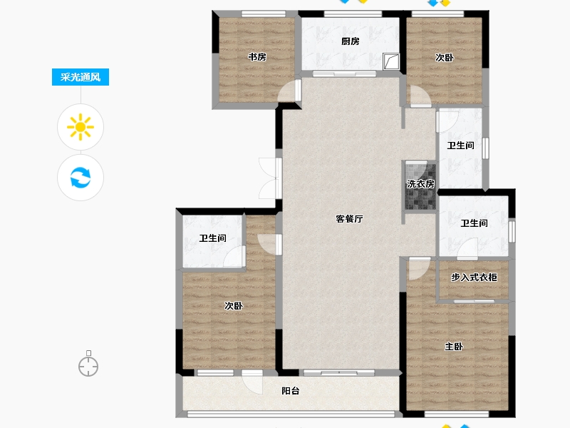 陕西省-西安市-大明宫紫檀府-150.00-户型库-采光通风