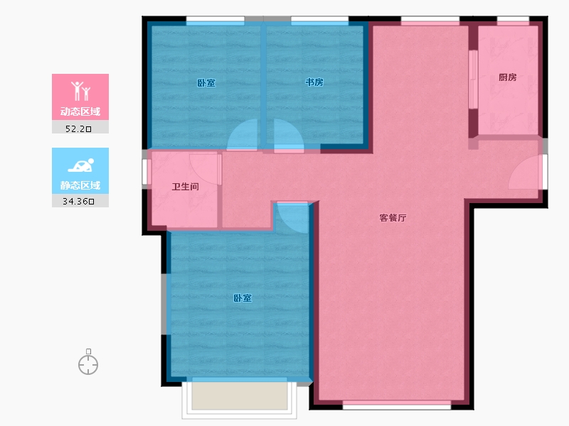 甘肃省-兰州市-保利领秀山-77.95-户型库-动静分区