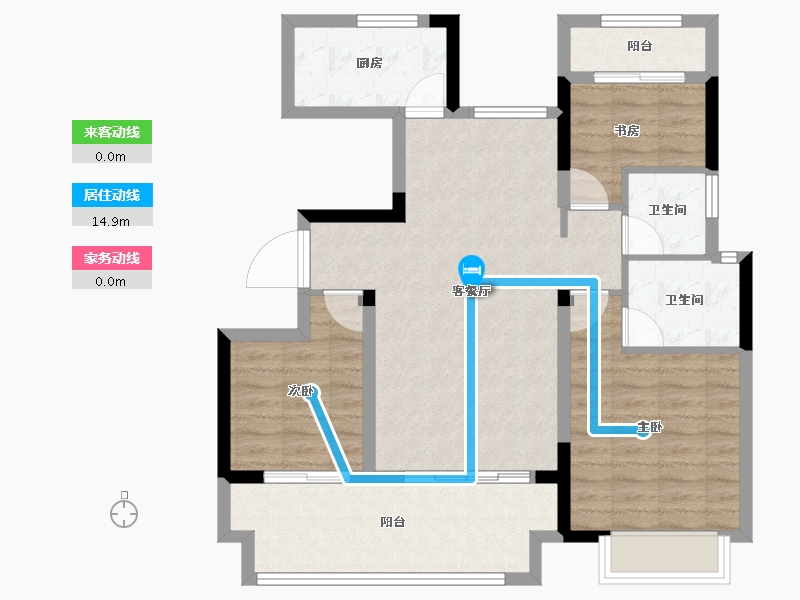 安徽省-滁州市-南崇和悦城三期崇园-84.63-户型库-动静线