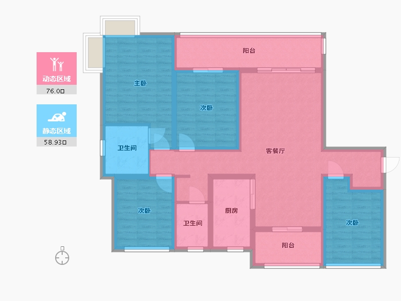 陕西省-榆林市-麟州壹号院-142.40-户型库-动静分区