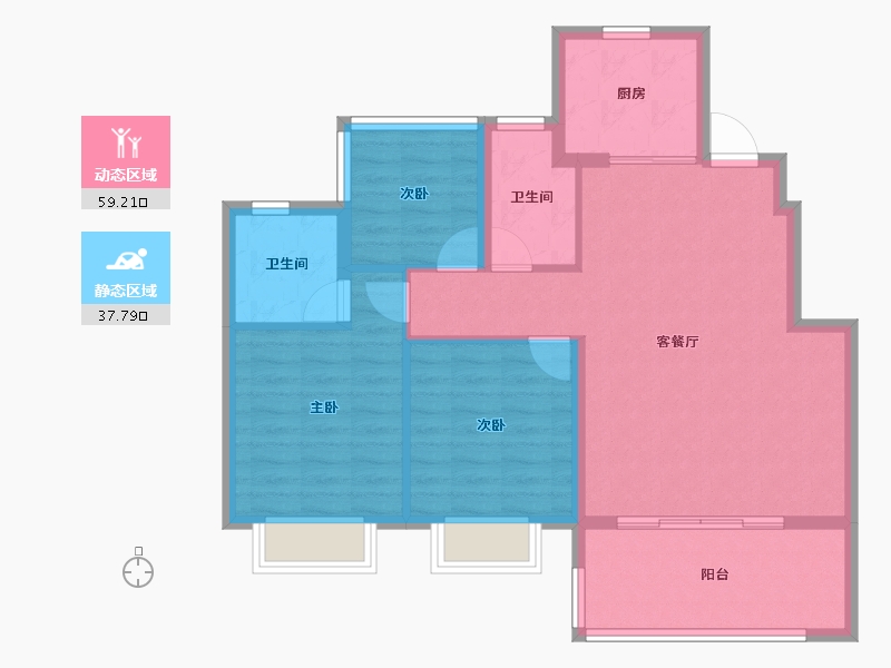 安徽省-合肥市-国贸璟原-87.58-户型库-动静分区