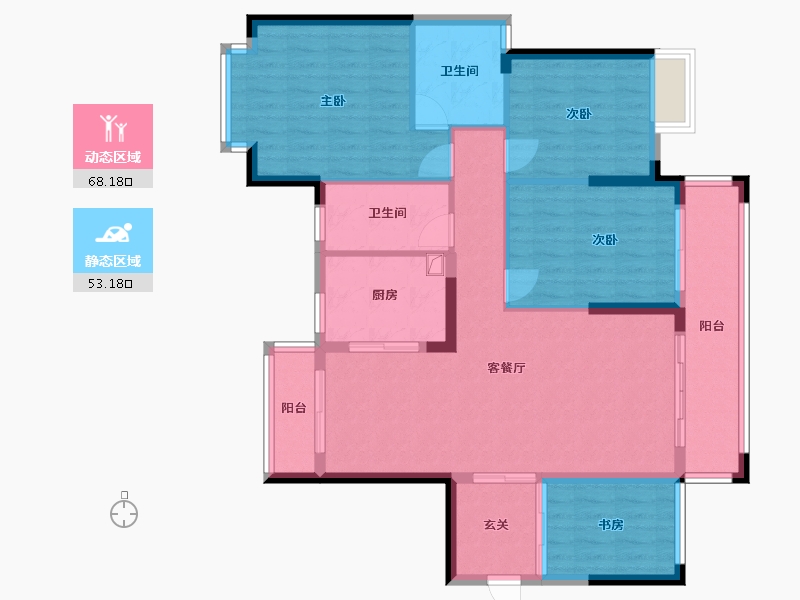 广西壮族自治区-梧州市-泰基巴黎春天-96.80-户型库-动静分区