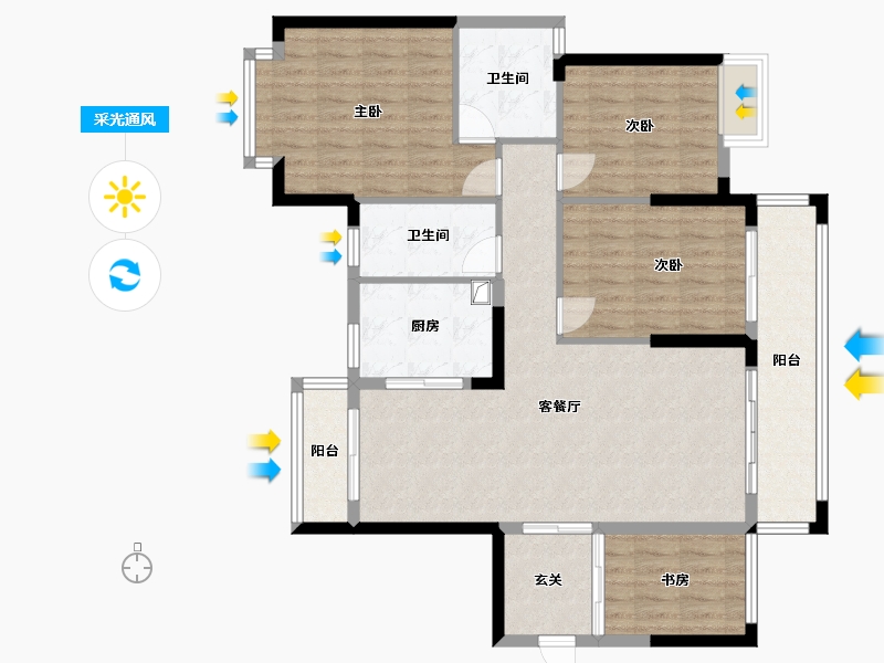 广西壮族自治区-梧州市-泰基巴黎春天-96.80-户型库-采光通风