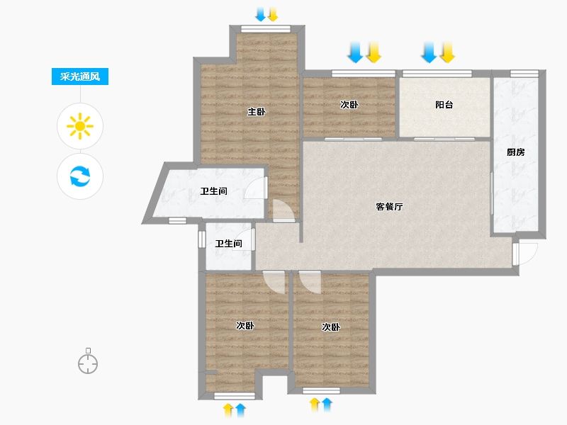 四川省-成都市-中信未来城-北区-84.81-户型库-采光通风