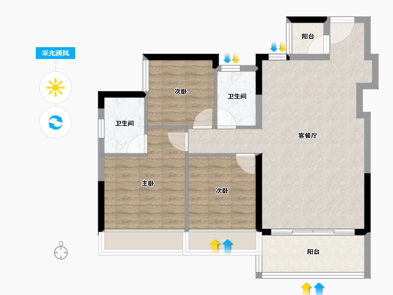 四川省-成都市-信智东岸-80.73-户型库-采光通风