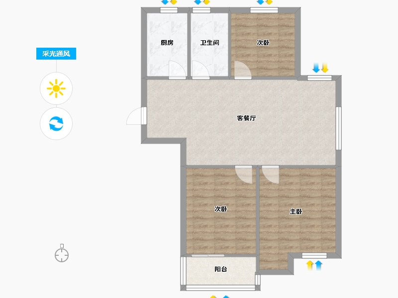 浙江省-宁波市-明湖花苑-88.10-户型库-采光通风