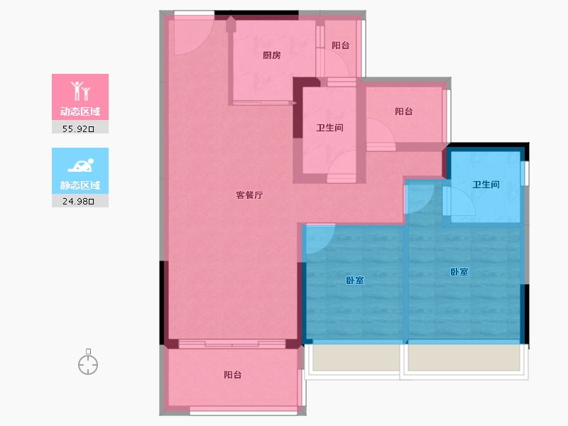 广东省-江门市-江门碧桂园凤凰城-71.54-户型库-动静分区