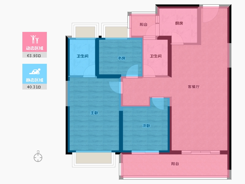 云南省-昆明市-华发书香云海-92.96-户型库-动静分区