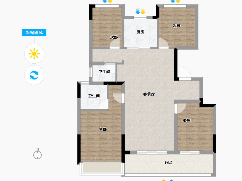 浙江省-杭州市-桃境满元里-101.78-户型库-采光通风