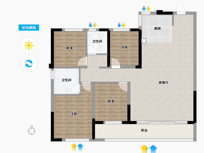 浙江省-宁波市-绿城东投·凤鸣云翠-118.40-户型库-采光通风